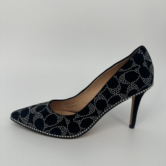 Coach Waverly G5228 Black Suede Signature C Studded Pointed Toe Heels Women’s 9B - Picture 3 of 12